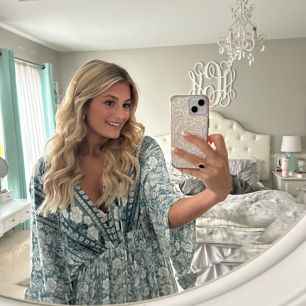 Floral Blue and White Romper